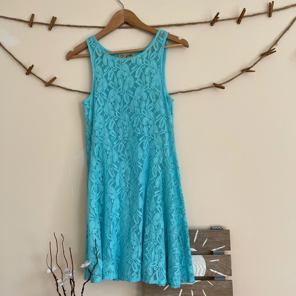 Free people lace dress small baby blue with slip - Picture 2 of 8